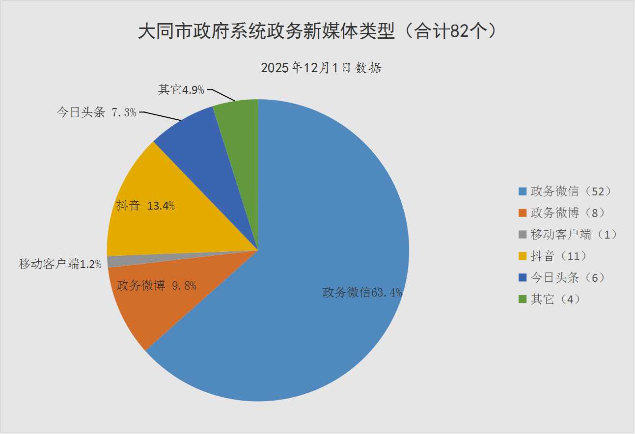 大同市政府系統政務新媒體類型